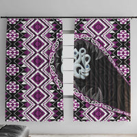 Purple Taniko Motif Aotearoa Manaia and Silver Fern Window Curtain