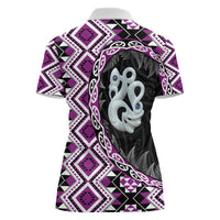 Purple Taniko Motif Aotearoa Manaia and Silver Fern Women Polo Shirt
