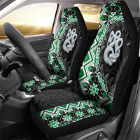 Green Taniko Motif Aotearoa Manaia and Silver Fern Car Seat Cover