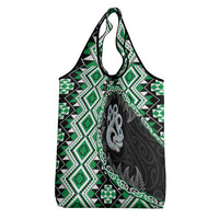 Green Taniko Motif Aotearoa Manaia and Silver Fern Grocery Bag LT03 - Polynesian Pride