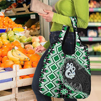 Green Taniko Motif Aotearoa Manaia and Silver Fern Grocery Bag LT03 - Polynesian Pride