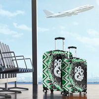 Green Taniko Motif Aotearoa Manaia and Silver Fern Luggage Cover