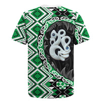 Green Taniko Motif Aotearoa Manaia and Silver Fern Rugby Jersey LT03 - Polynesian Pride