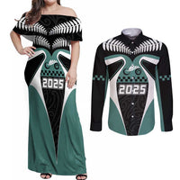 Custom New Zealand Bicycle 2025 Couples Matching Off Shoulder Maxi Dress and Long Sleeve Button Shirt