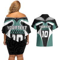 Custom New Zealand Bicycle 2025 Couples Matching Off Shoulder Short Dress and Hawaiian Shirt
