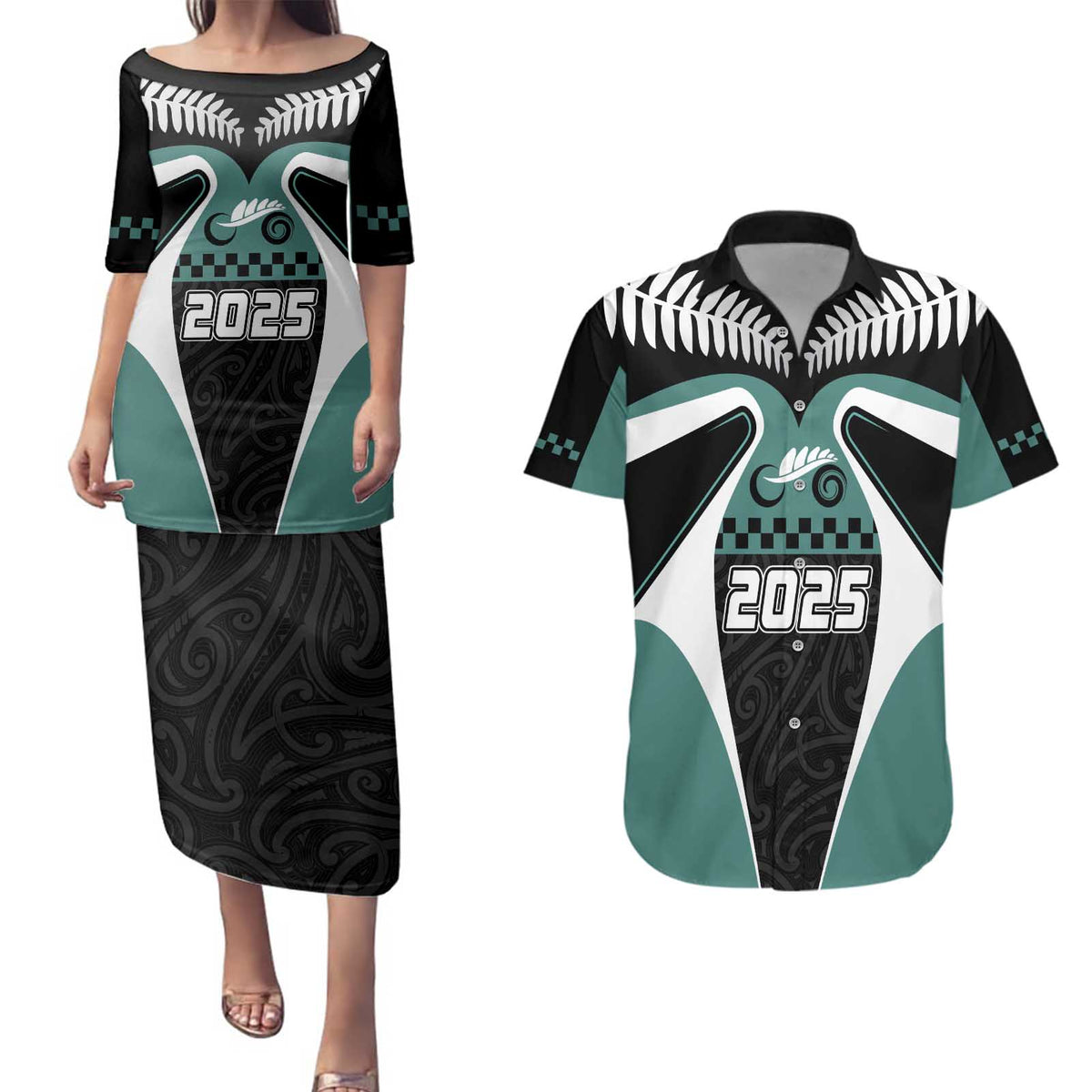 Custom New Zealand Bicycle 2025 Couples Matching Puletasi and Hawaiian Shirt
