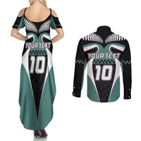 Custom New Zealand Bicycle 2025 Couples Matching Summer Maxi Dress and Long Sleeve Button Shirt