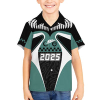 Custom New Zealand Bicycle 2025 Family Matching Long Sleeve Bodycon Dress and Hawaiian Shirt LT03 Son's Shirt Black-Teal - Polynesian Pride