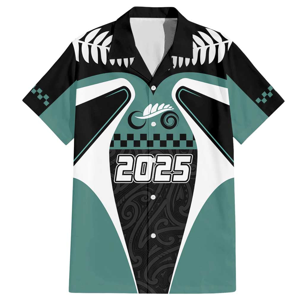 Custom New Zealand Bicycle 2025 Family Matching Short Sleeve Bodycon Dress and Hawaiian Shirt LT03 Dad's Shirt - Short Sleeve Black-Teal - Polynesian Pride