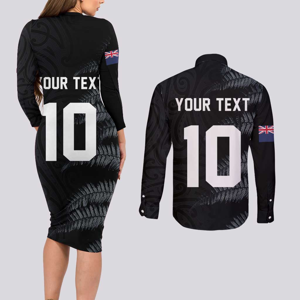 Custom New Zealand Football-Towards World Cup 2026 Couples Matching Long Sleeve Bodycon Dress and Long Sleeve Button Shirt