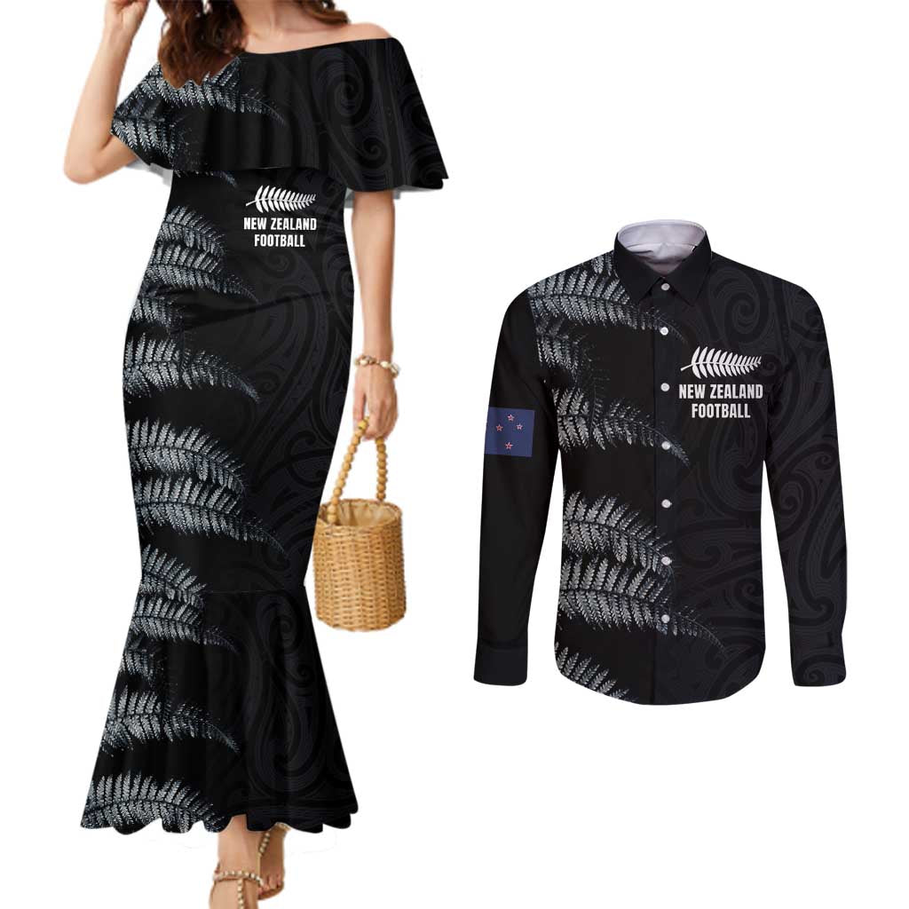 Custom New Zealand Football-Towards World Cup 2026 Couples Matching Mermaid Dress and Long Sleeve Button Shirt
