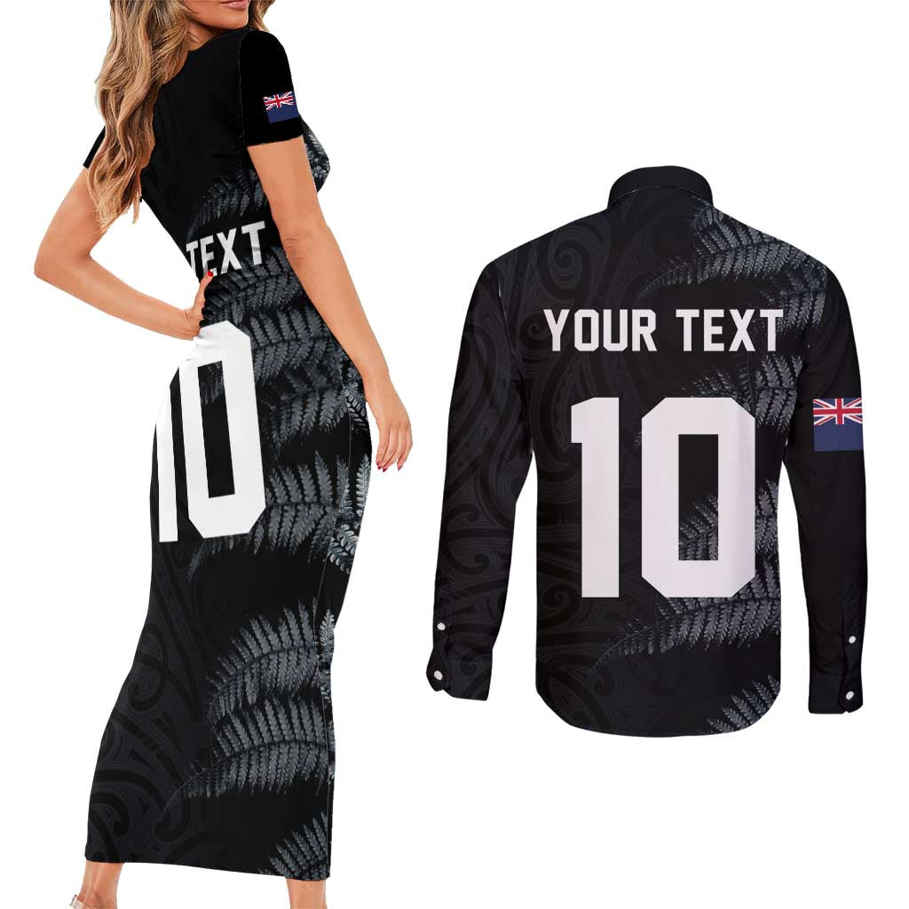 Custom New Zealand Football-Towards World Cup 2026 Couples Matching Short Sleeve Bodycon Dress and Long Sleeve Button Shirt