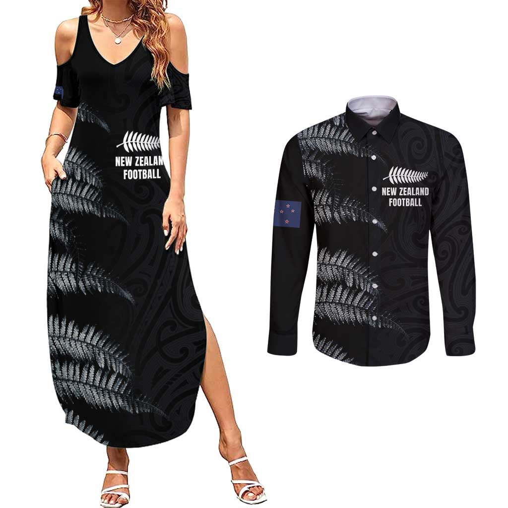 Custom New Zealand Football-Towards World Cup 2026 Couples Matching Summer Maxi Dress and Long Sleeve Button Shirt