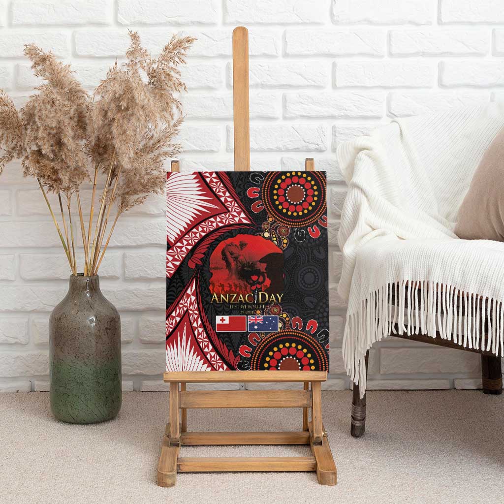 Tonga and Australia ANZAC Day Canvas Wall Art Aboriginal and Ngatu Art Pattern - Gallipoli Lest We Forget