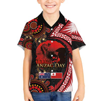 Tonga and Australia ANZAC Day Family Matching Long Sleeve Bodycon Dress and Hawaiian Shirt Aboriginal and Ngatu Art Pattern - Gallipoli Lest We Forget