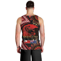 Tonga and Australia ANZAC Day Men Tank Top Aboriginal and Ngatu Art Pattern - Gallipoli Lest We Forget