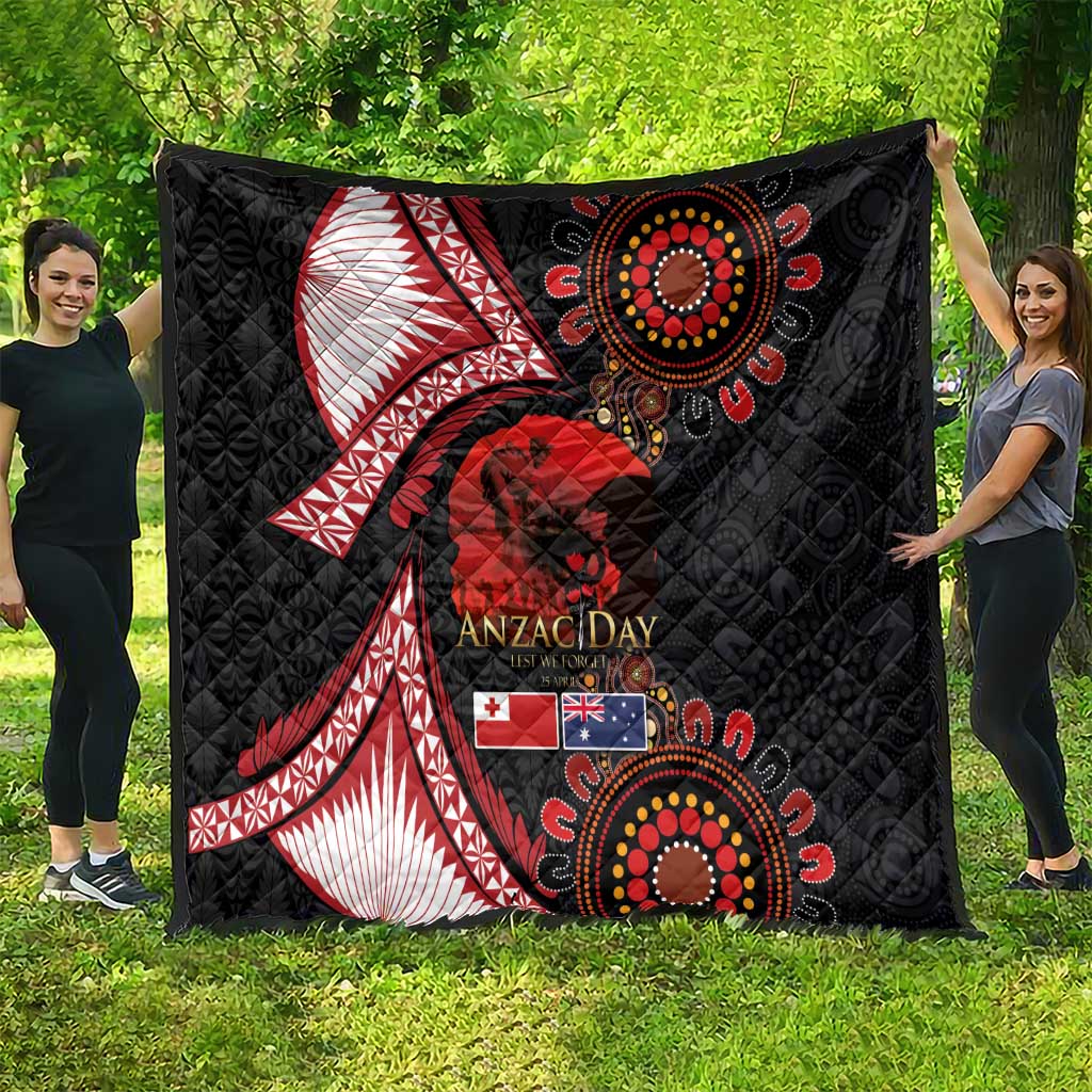 Tonga and Australia ANZAC Day Quilt Aboriginal and Ngatu Art Pattern - Gallipoli Lest We Forget