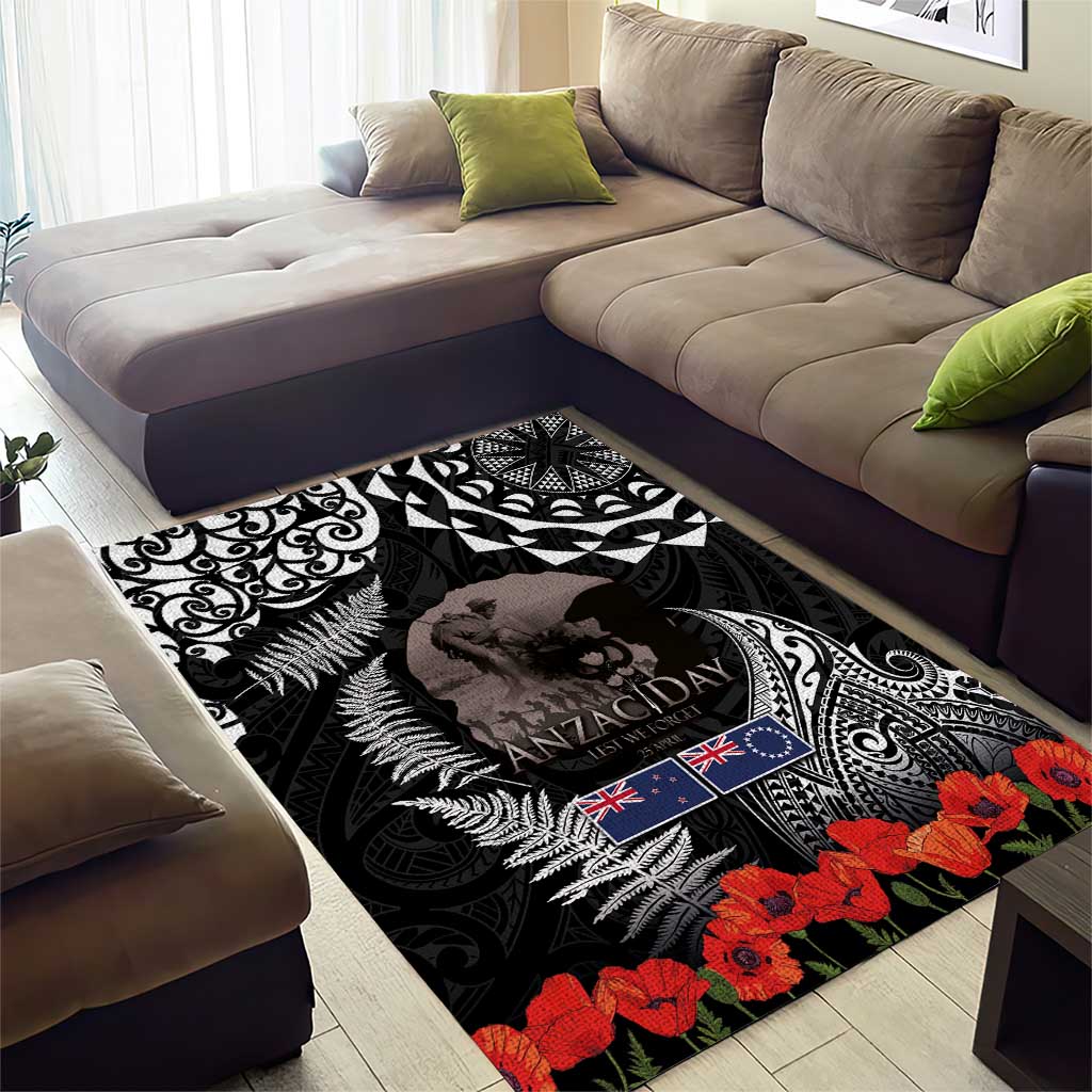 New Zealand and Cook Islands ANZAC Day Area Rug Gallipoli Lest We Forget Tatau Art Tribal and Maori Tattoo with Fern LT03 - Polynesian Pride