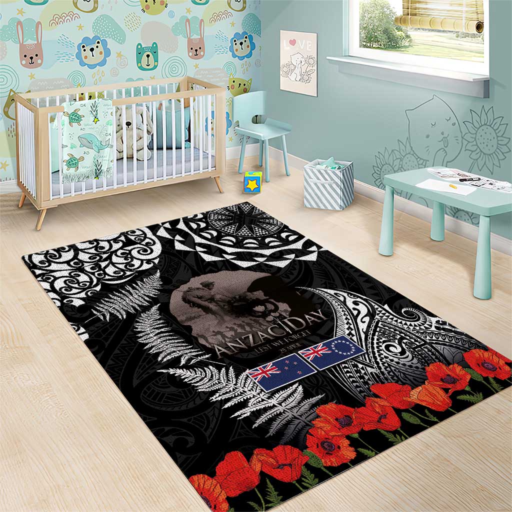 New Zealand and Cook Islands ANZAC Day Area Rug Gallipoli Lest We Forget Tatau Art Tribal and Maori Tattoo with Fern LT03 - Polynesian Pride