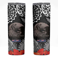 New Zealand and Cook Islands ANZAC Day Skinny Tumbler Gallipoli Lest We Forget Tatau Art Tribal and Maori Tattoo with Fern LT03 Black - Polynesian Pride