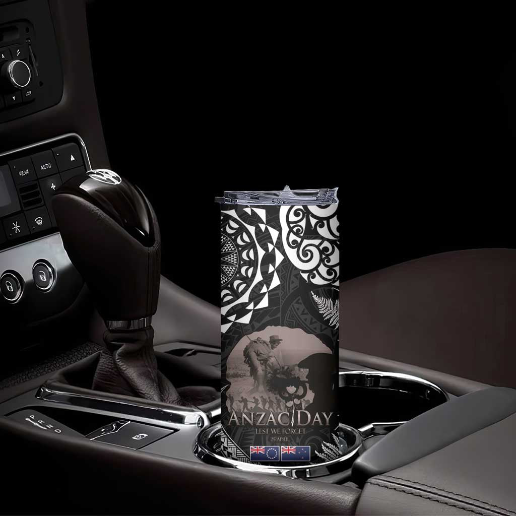 New Zealand and Cook Islands ANZAC Day Skinny Tumbler Gallipoli Lest We Forget Tatau Art Tribal and Maori Tattoo with Fern LT03 - Polynesian Pride