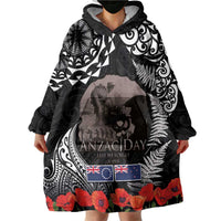 New Zealand and Cook Islands ANZAC Day Wearable Blanket Hoodie Gallipoli Lest We Forget Tatau Art Tribal and Maori Tattoo with Fern LT03 - Polynesian Pride