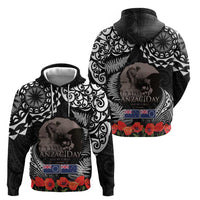 New Zealand and Cook Islands ANZAC Day Zip Hoodie Gallipoli Lest We Forget Tatau Art Tribal and Maori Tattoo with Fern