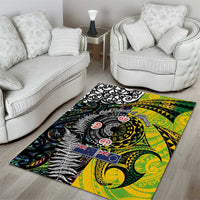 New Zealand and Cook Islands Together Area Rug Tatau Art Tribal Pattern-Maori Tattoo with Fern and Paua Shell LT03 - Polynesian Pride