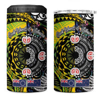 New Zealand and Cook Islands Together 4 in 1 Can Cooler Tumbler Tatau Art Tribal Pattern-Maori Tattoo with Fern and Paua Shell LT03 One Size: 16 oz Art - Polynesian Pride
