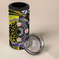 New Zealand and Cook Islands Together 4 in 1 Can Cooler Tumbler Tatau Art Tribal Pattern-Maori Tattoo with Fern and Paua Shell LT03 - Polynesian Pride