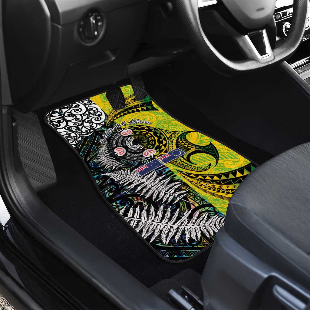 New Zealand and Cook Islands Together Car Mats Tatau Art Tribal Pattern-Maori Tattoo with Fern and Paua Shell