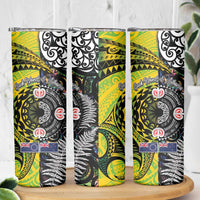 New Zealand and Cook Islands Together Skinny Tumbler Tatau Art Tribal Pattern-Maori Tattoo with Fern and Paua Shell LT03 - Polynesian Pride