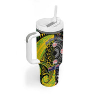 New Zealand and Cook Islands Together Tumbler With Handle Tatau Art Tribal Pattern-Maori Tattoo with Fern and Paua Shell LT03 - Polynesian Pride