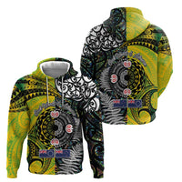 New Zealand and Cook Islands Together Zip Hoodie Tatau Art Tribal Pattern-Maori Tattoo with Fern and Paua Shell