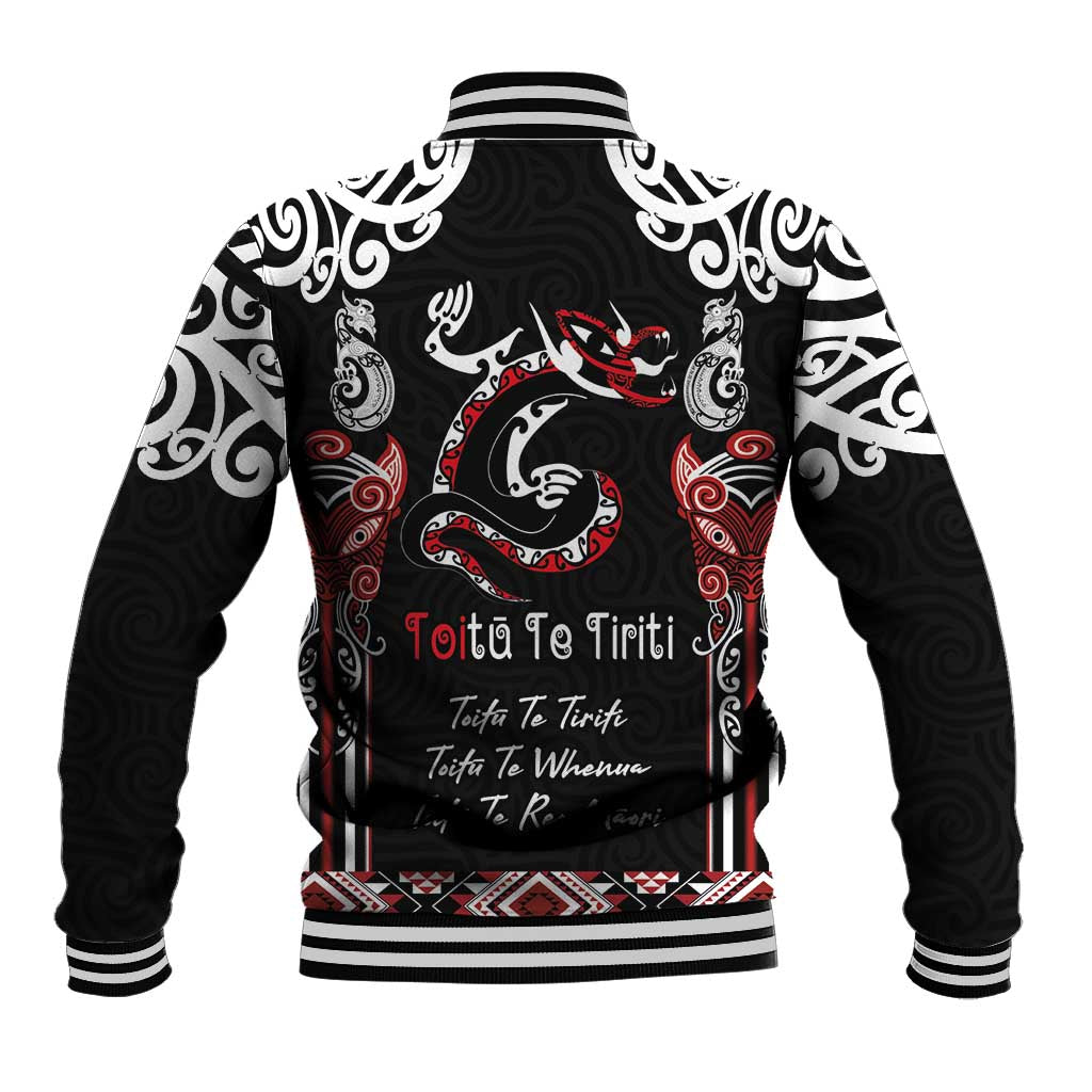 Aotearoa Toitu Te Tiriti-Maori Taniwha Baseball Jacket Toitu Te Whenua Toitu Te Reo Maori LT03 - Polynesian Pride