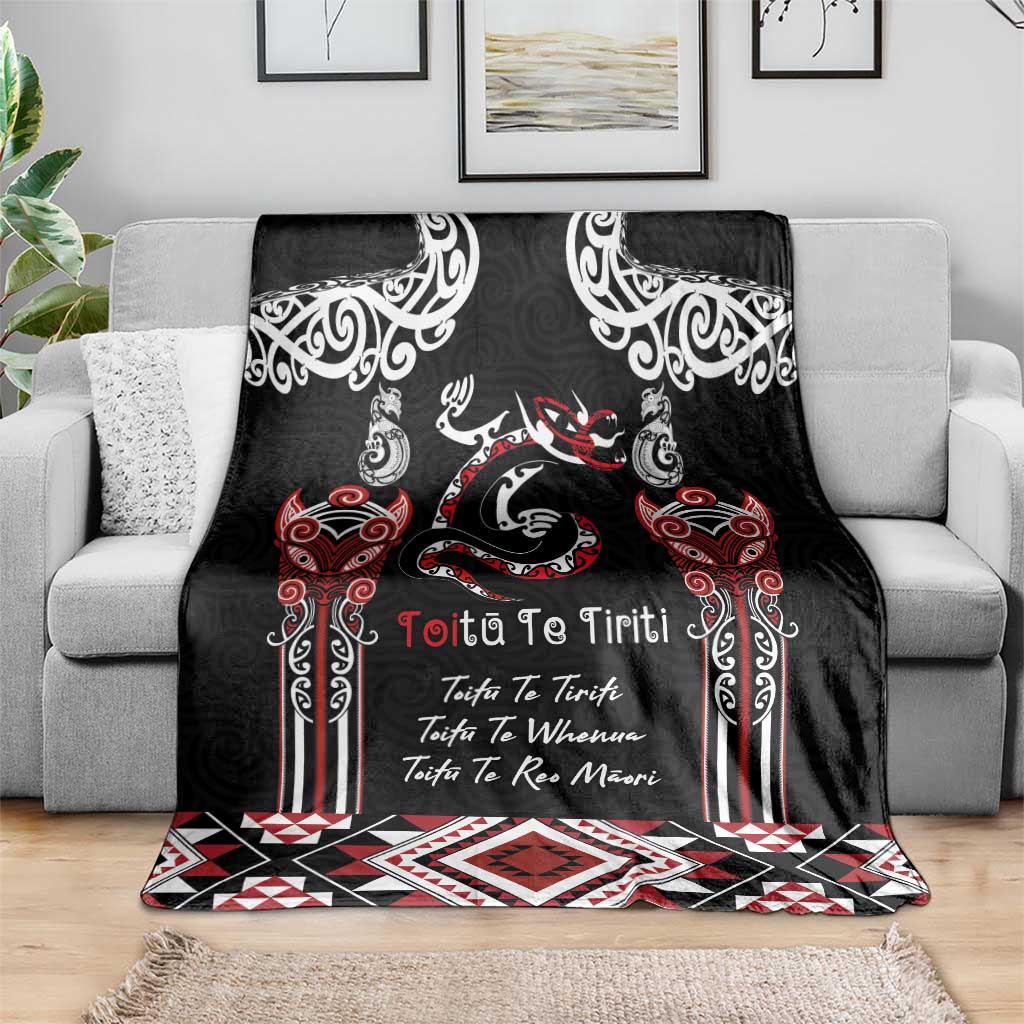Aotearoa Toitu Te Tiriti-Maori Taniwha Blanket Toitu Te Whenua Toitu Te Reo Maori
