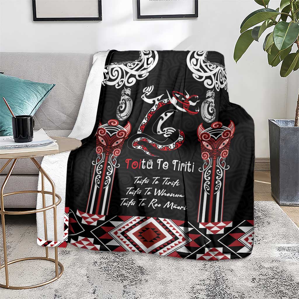 Aotearoa Toitu Te Tiriti-Maori Taniwha Blanket Toitu Te Whenua Toitu Te Reo Maori