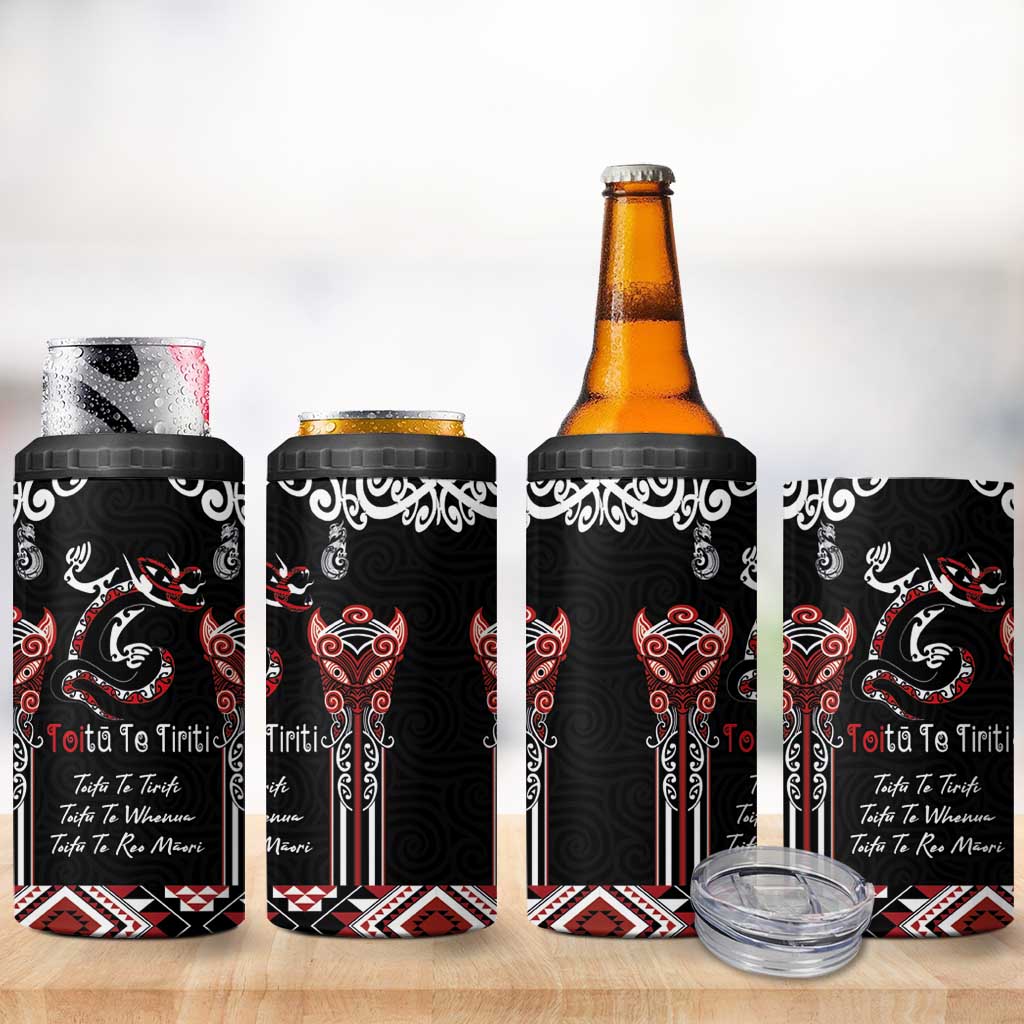 Aotearoa Toitu Te Tiriti-Maori Taniwha 4 in 1 Can Cooler Tumbler Toitu Te Whenua Toitu Te Reo Maori LT03 - Polynesian Pride