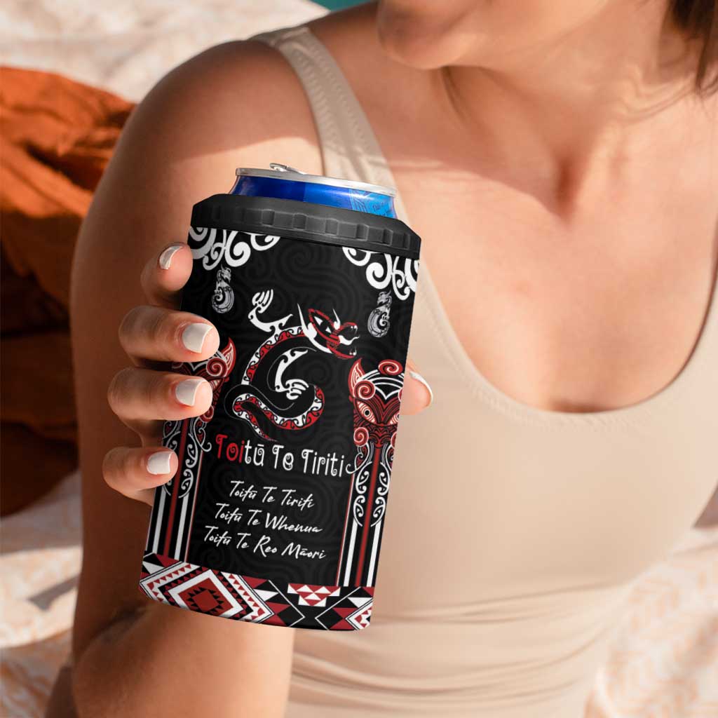 Aotearoa Toitu Te Tiriti-Maori Taniwha 4 in 1 Can Cooler Tumbler Toitu Te Whenua Toitu Te Reo Maori LT03 - Polynesian Pride