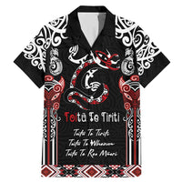 Aotearoa Toitu Te Tiriti-Maori Taniwha Family Matching Mermaid Dress and Hawaiian Shirt Toitu Te Whenua Toitu Te Reo Maori LT03 Dad's Shirt - Short Sleeve Black - Polynesian Pride