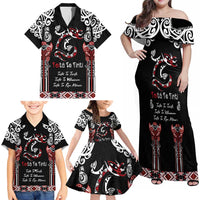 Aotearoa Toitu Te Tiriti-Maori Taniwha Family Matching Off Shoulder Maxi Dress and Hawaiian Shirt Toitu Te Whenua Toitu Te Reo Maori LT03 - Polynesian Pride