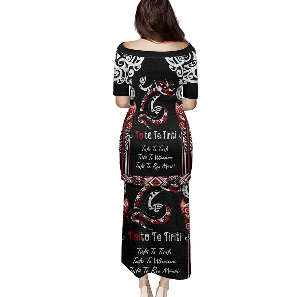Aotearoa Toitu Te Tiriti-Maori Taniwha Family Matching Puletasi and Hawaiian Shirt Toitu Te Whenua Toitu Te Reo Maori LT03 - Polynesian Pride