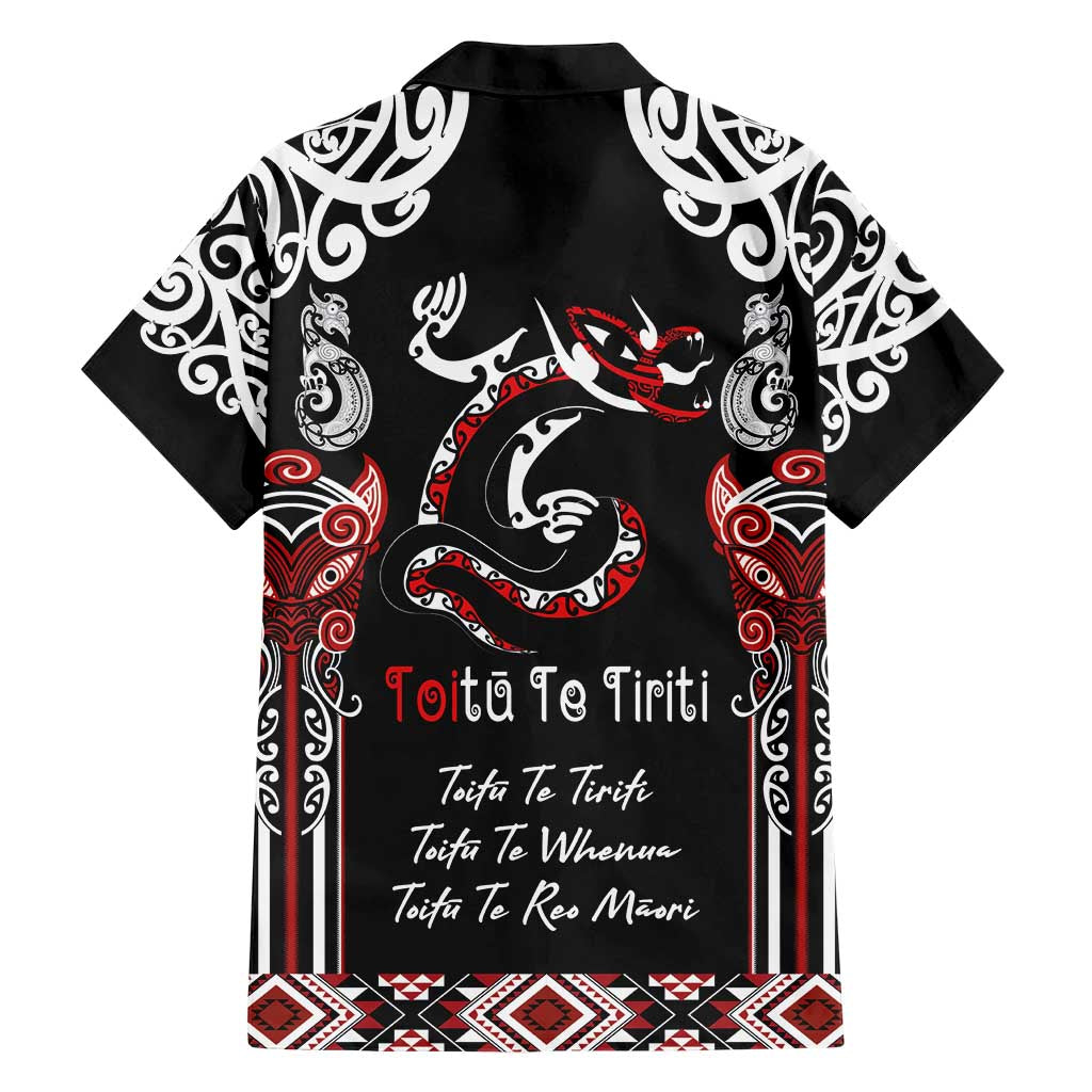 Aotearoa Toitu Te Tiriti-Maori Taniwha Family Matching Short Sleeve Bodycon Dress and Hawaiian Shirt Toitu Te Whenua Toitu Te Reo Maori LT03 - Polynesian Pride