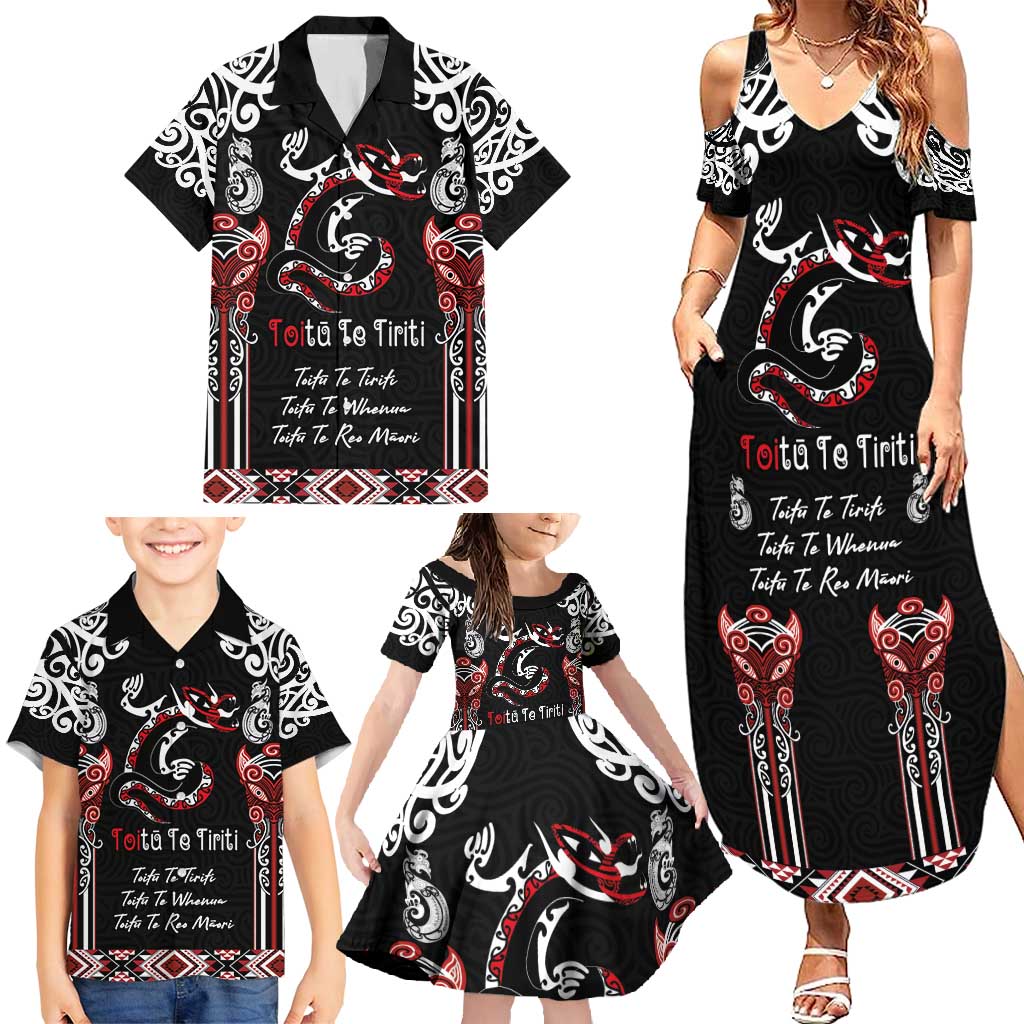 Aotearoa Toitu Te Tiriti-Maori Taniwha Family Matching Summer Maxi Dress and Hawaiian Shirt Toitu Te Whenua Toitu Te Reo Maori LT03 - Polynesian Pride