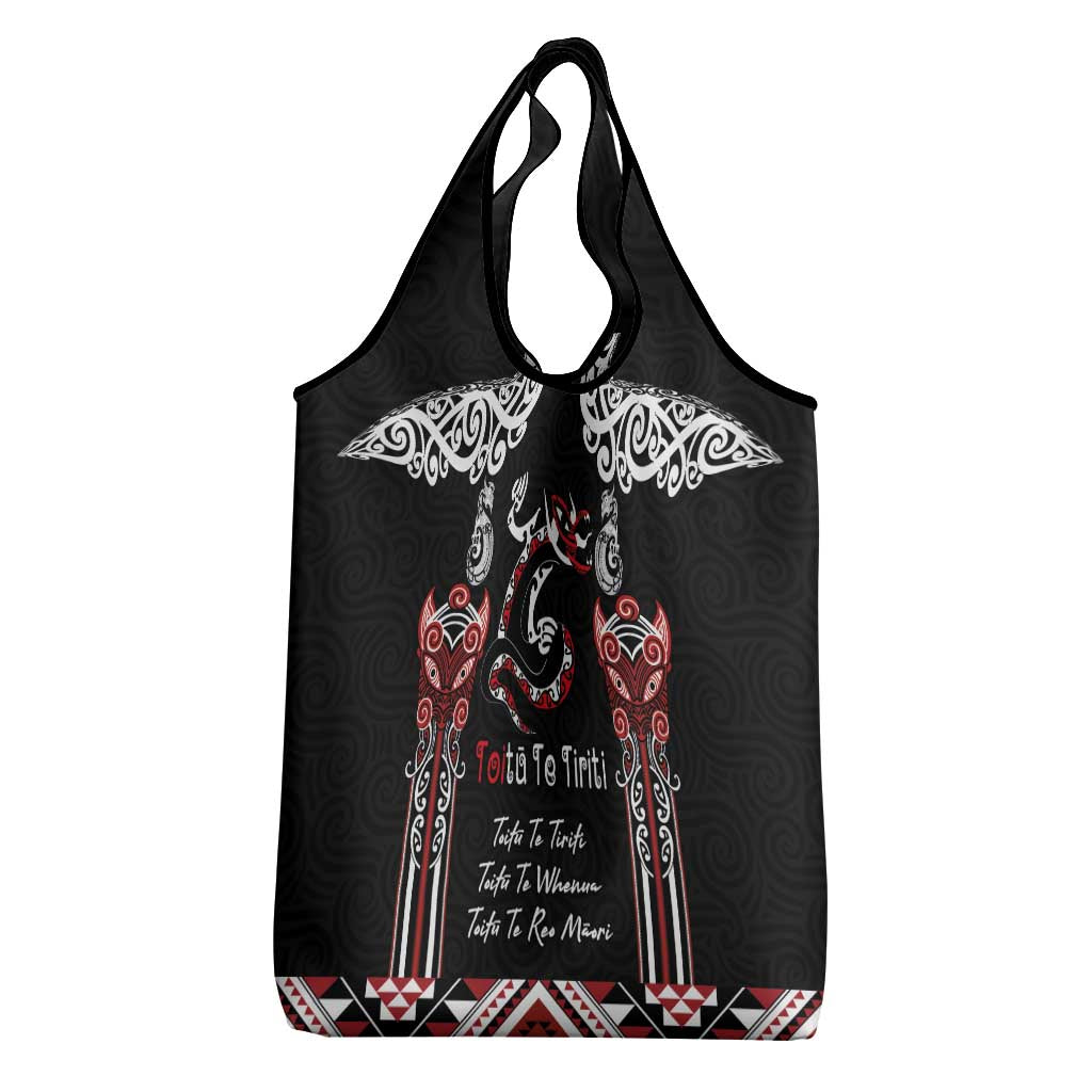 Aotearoa Toitu Te Tiriti-Maori Taniwha Grocery Bag Toitu Te Whenua Toitu Te Reo Maori