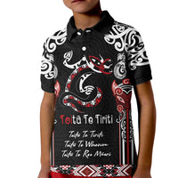 Aotearoa Toitu Te Tiriti-Maori Taniwha Kid Polo Shirt Toitu Te Whenua Toitu Te Reo Maori LT03 Kid Black - Polynesian Pride
