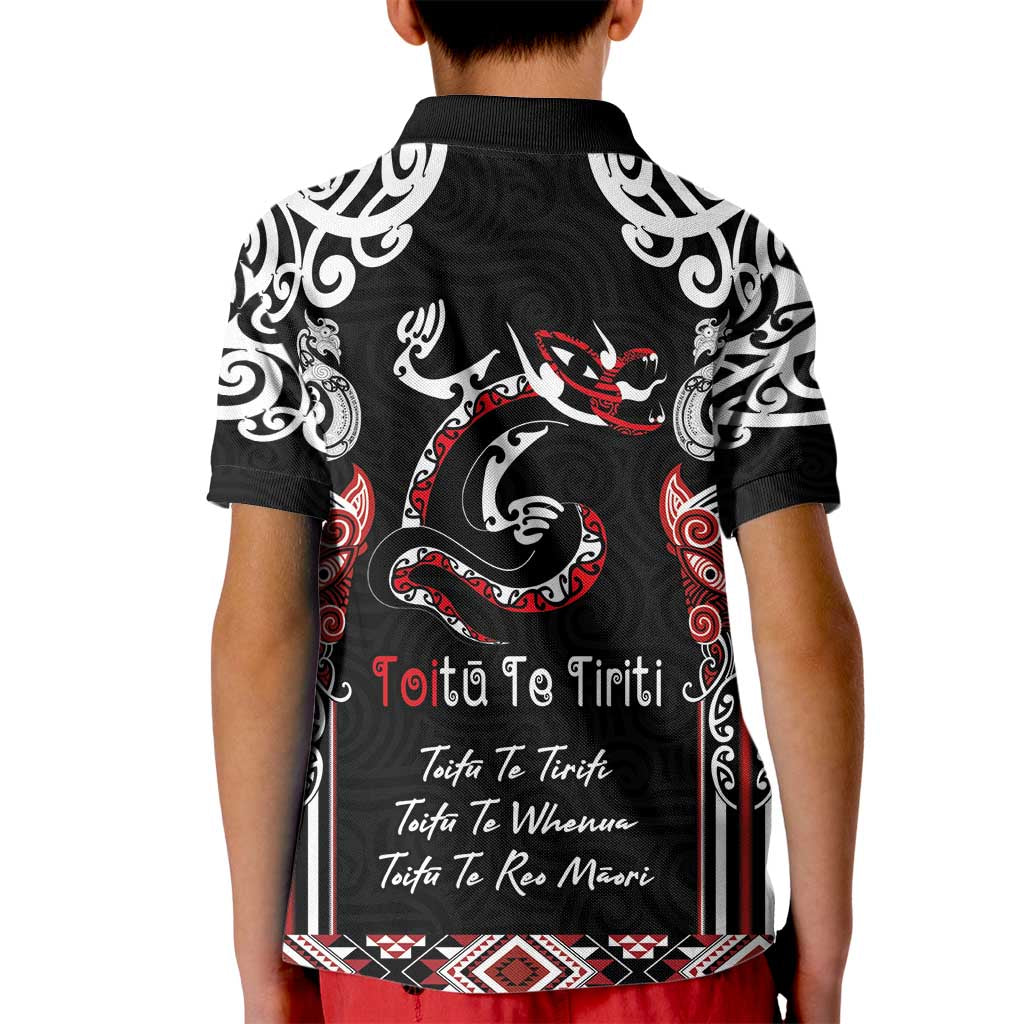 Aotearoa Toitu Te Tiriti-Maori Taniwha Kid Polo Shirt Toitu Te Whenua Toitu Te Reo Maori LT03 - Polynesian Pride