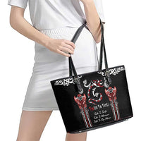 Aotearoa Toitu Te Tiriti-Maori Taniwha Leather Tote Bag Toitu Te Whenua Toitu Te Reo Maori