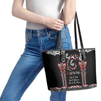 Aotearoa Toitu Te Tiriti-Maori Taniwha Leather Tote Bag Toitu Te Whenua Toitu Te Reo Maori