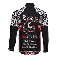 Aotearoa Toitu Te Tiriti-Maori Taniwha Long Sleeve Button Shirt Toitu Te Whenua Toitu Te Reo Maori